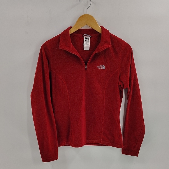 The North face maroon red pullover zip jacket size small long sleeve fleece - Picture 1 of 5